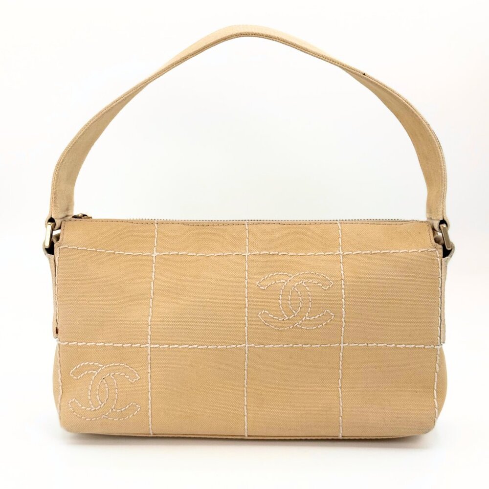 Chanel Canvas Chocolate Bar Shoulder Bag